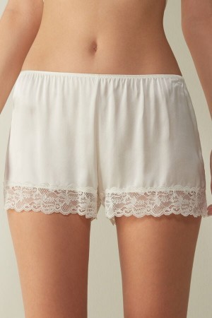 Intimissimi Silk Shorts Hvide | DKEGJ58011